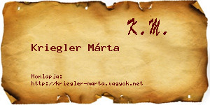 Kriegler Márta névjegykártya