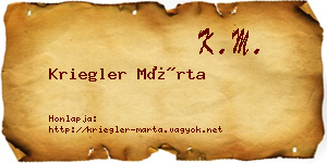 Kriegler Márta névjegykártya